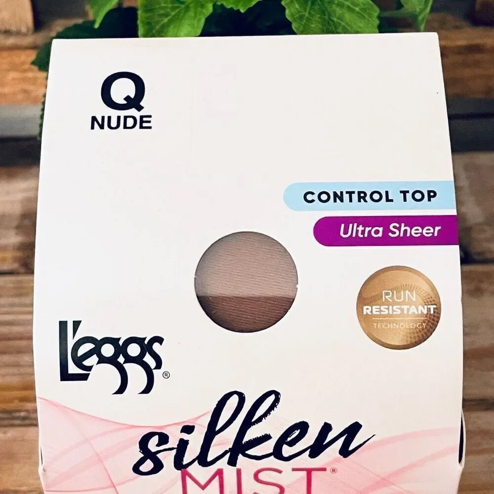 NWT L'eggs Q Nude Silken Mist Ultra Sheer Leg Control Top Pantyhose Tights
